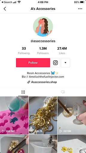 Asaccessories'in TikTok hesabı